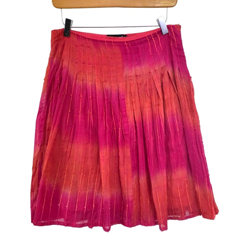 Y2K Dynamite Low Rise Pink Orange Ombre Tie Dye Cotton Gauze Skirt Size 1 Junior